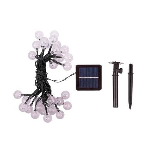 Outdoor light chain with decorative balls in glass look, 868 cm long, warm white,