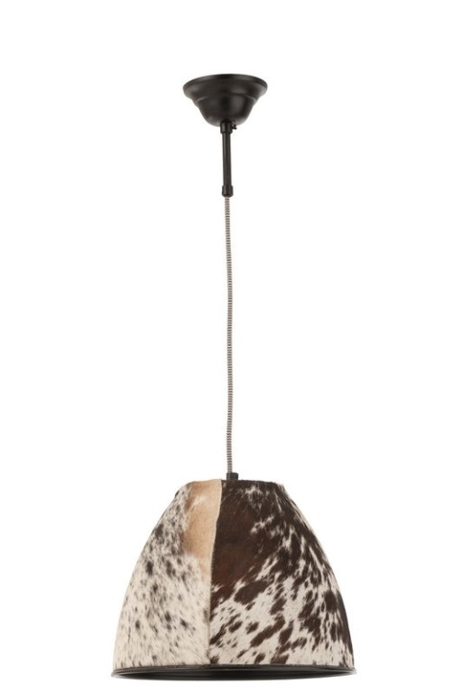 J-Line Hanging Lamp Cow Fur/Metal Black/White