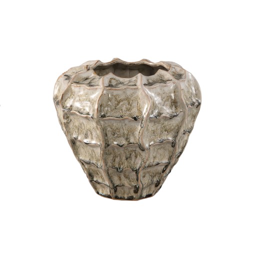 Cedric Cream Ceramic Round Wavy Pot Mixed Colors L