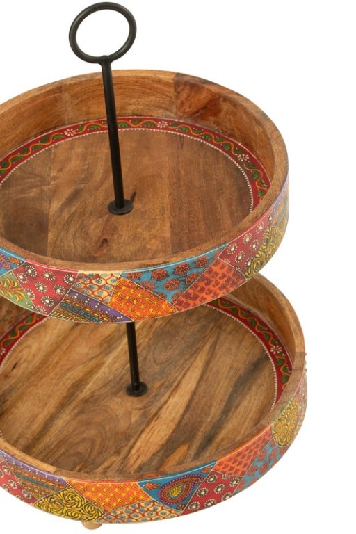 J-Line Tray 2 Levels Delhi Mango Wood Mix