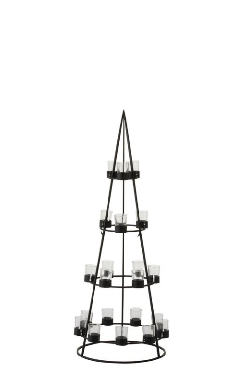 J-Line tealight holder Boom 21 - metal/glass - black