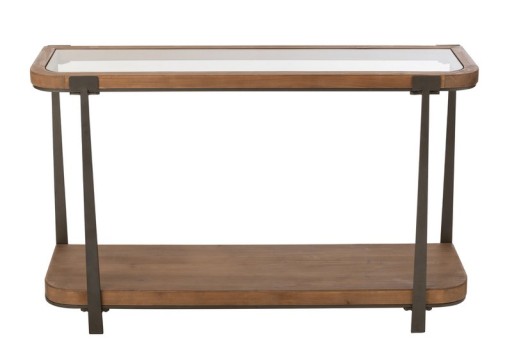 J-Line Console Spruce Wood/Glass Natural/Black