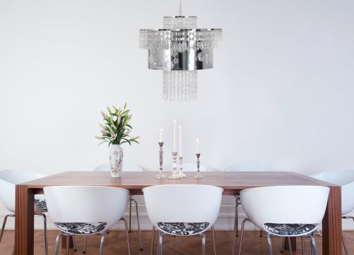 Acrylic pendant lamp "Fancy" of modern chandeliers made of metal and plastic in chrome, with E27 version and an Øvon 32 cm