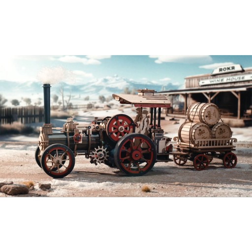 Robotime, 3D DIY Houten Modelbouwpakket, Steam Engine, LKA01, 32x6x23,5cm