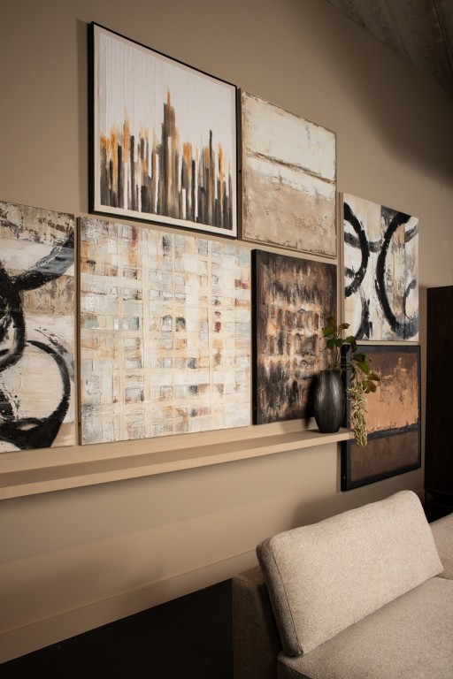 Gustas Brown Framed Wallpanel Poly Strips Square