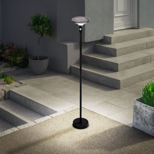 LED Solarstehleuchte "NORA" , für Außen, Stehleuchte - Metall und Kunststoff in Schwarz, mit integrierter LED