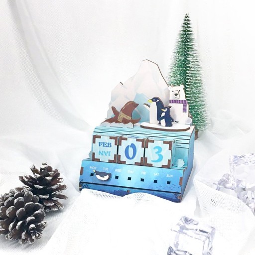 DIY Houten Puzzel Kalender, Date at Glaciers, Tone-Cheer, TQ002, 10,4x8,9x11,8cm