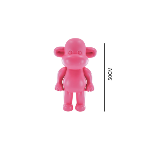Ornament - Monkey Figurine 'The Legend'- Polyresin - Pink - 33x21x50cm