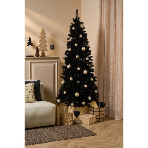 Kerstboomrok met Hart - L50 x B50 x H26 cm - Maïsblad - Crème, Zwart