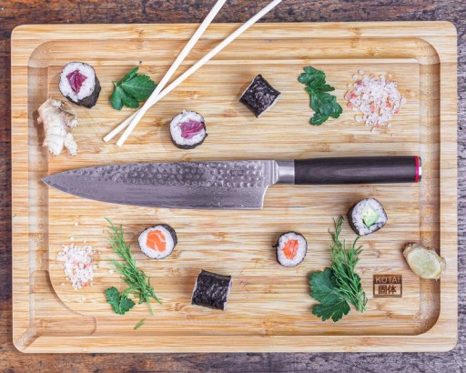 Kitchen accessories - KOTAI bamboo cutting board with juice groove and hidden handles - 40 x 30 x 2 cm