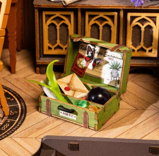 DIY Huisje the Magic Study with LED lighting, Robotime, DG166, 21x13x19cm