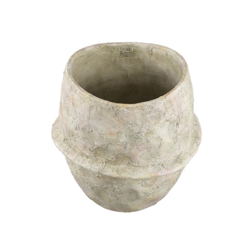 Haania Beige Cement Round Pot With Middle Line XL