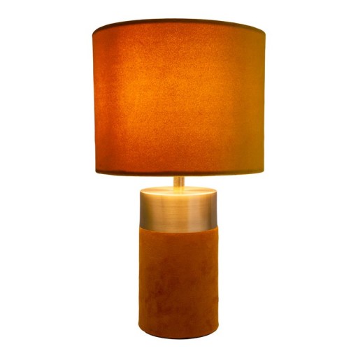 Tischleuchte "BORDO" 32cm hoch aus Metall und Velours in Gold und Braun, mit E14-Fassung, Lampe für Esszimmer, Wohnzimmer, Diele oder Büro