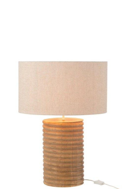 J-Line Table Lamp Screw Thread Wide Wood Natural Gray