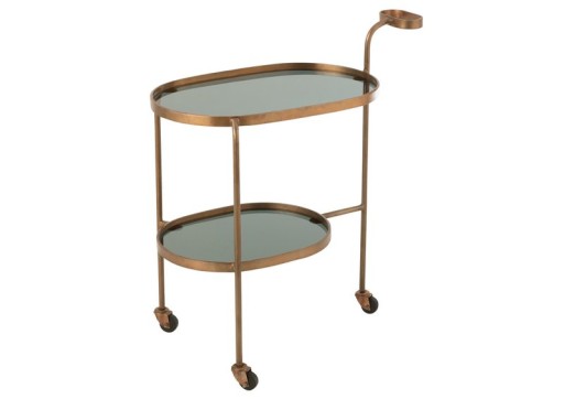 J-Line serving cart Oval 2 levels - iron/glass - black/bronze