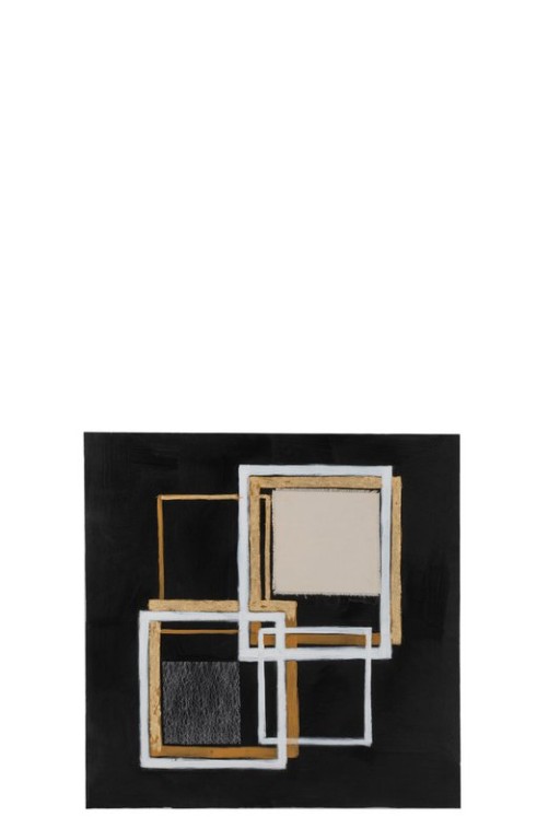 J-Line Painting Square Canvas/Wood Black/Gold