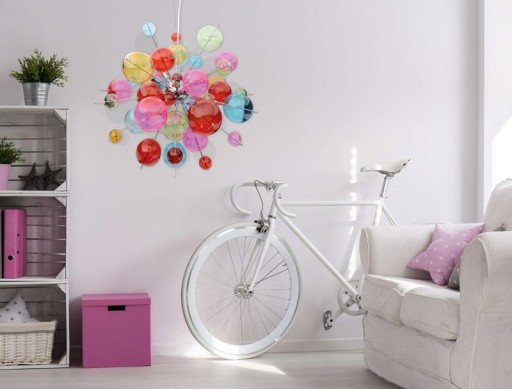 Pendant lamp "explosion" colored made of metal and glass, G9 versions, hanging lamp for dining room, living room, hall or office, Øca. 65 cm