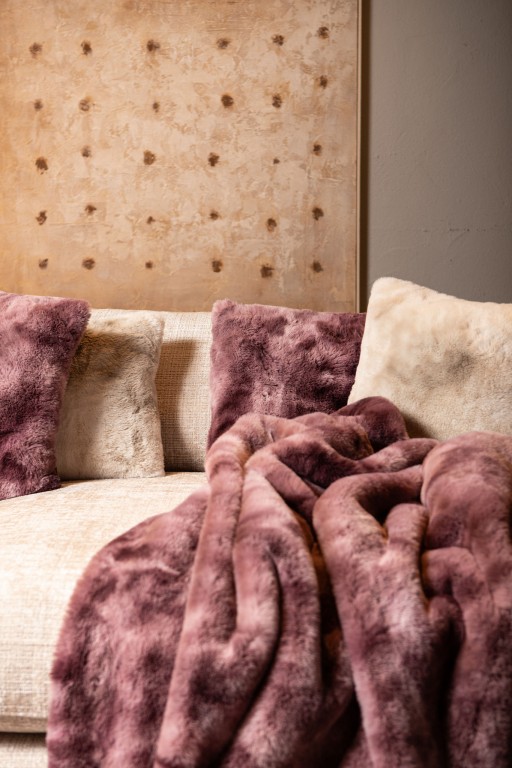 Linde Burgundy Faux Fur Cushion Rectangle