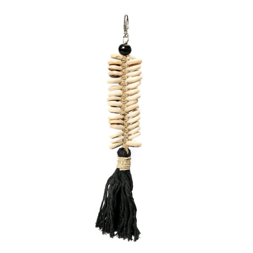 De Macrame Fishbone sleutelhanger - zwart