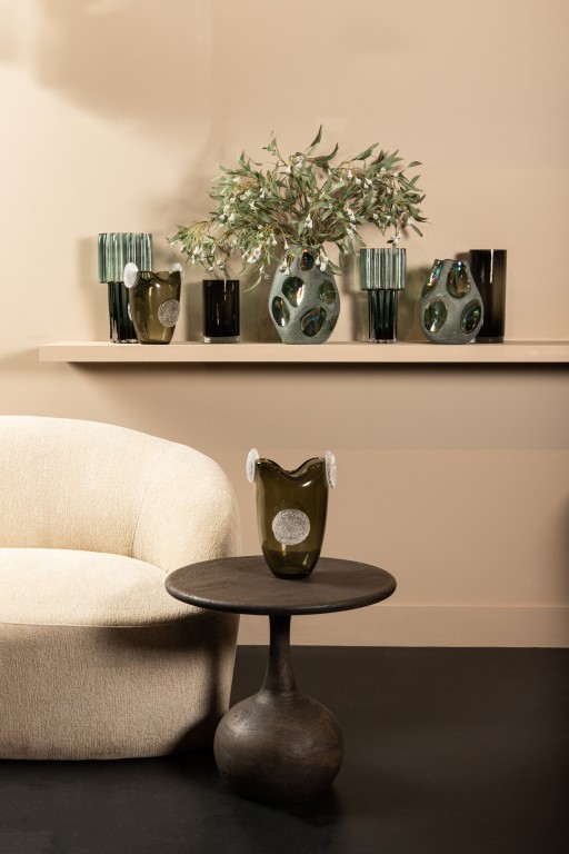 Giah Green Solid Glass Vase With Deco Rounds S