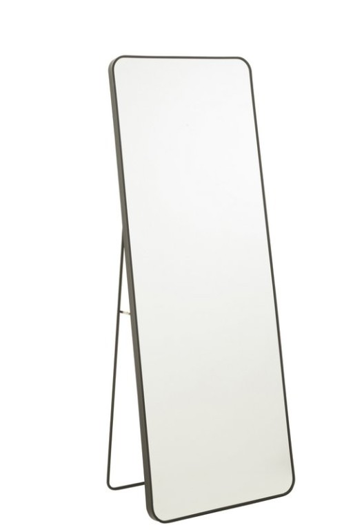 J -Line Mirror on foot rectangle - Glass/Metal - Black - 55 x 150 cm