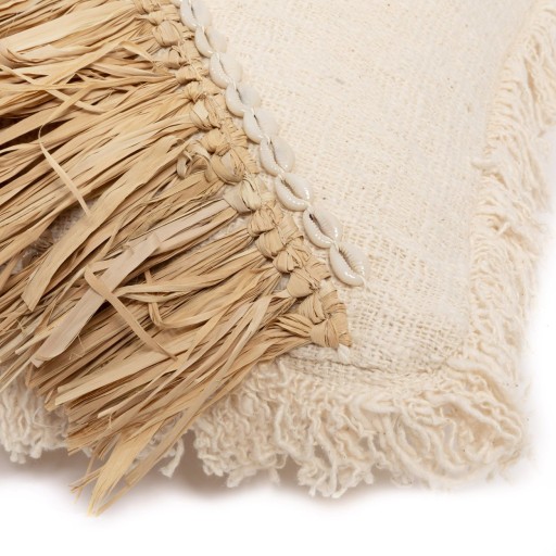 De Raffia Katoenen Kussenhoes - Naturel Wit - 60x60