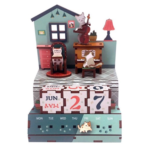 Tonecheer, DIY 3D Houten Puzzel, Kalender, The Cats Musical, TQ004, 10,4x8,9x13,3cm