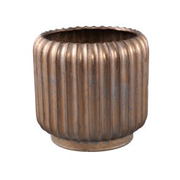 Eevie Bronze Round Ceramic Pot With Lines L