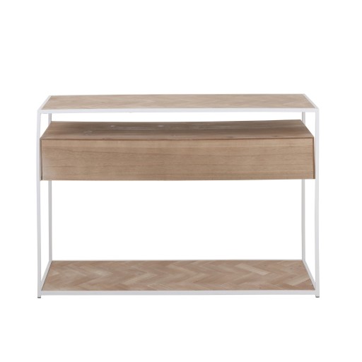 J-Line Console Zigzag 2 Lades Hout/Metaal Naturel/Wit