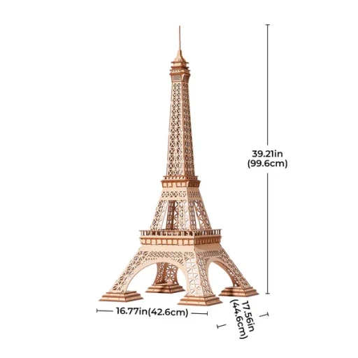Robotime, 3D Houten Puzzel Eiffeltoren PLUS, TGC02, 42,6x44,6x99,6cm