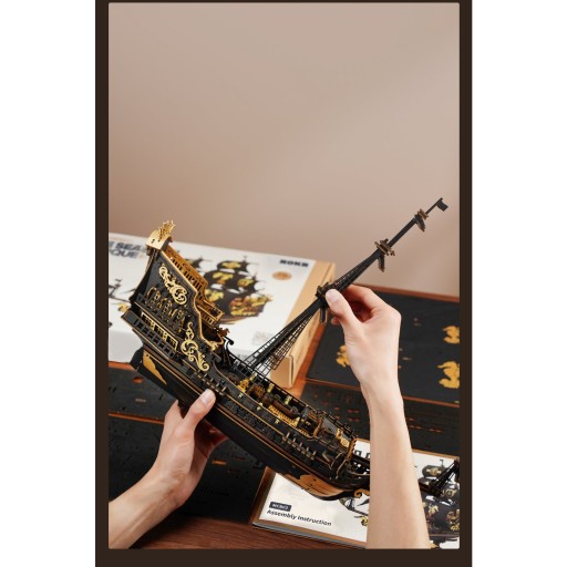Robotime, 3D Houten Puzzel, The Seahorse Barque, MCB02, 39x18x47cm