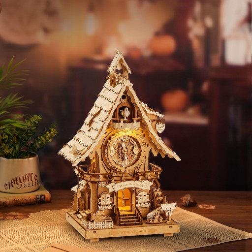 Robotime, 3D Houten Puzzel, Cuckoo Clock (Wood colour), LC901, 21x17x34 cm