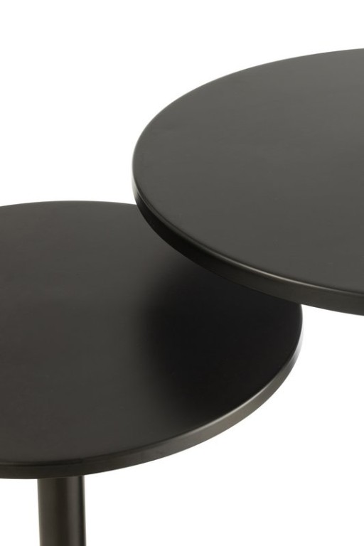 J-Line Set Of 2 Side Table Round Metal Black