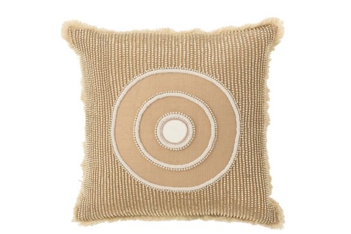 J-Line cushion Circle Ibiza - cotton - white/beige