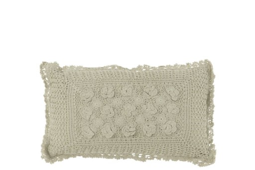 J-Line cushion Rectangle Lace - cotton - light green