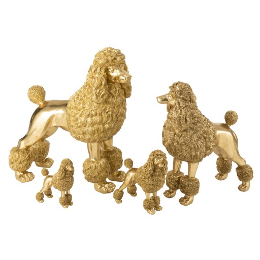 J-Line Poedel Staand Polyresin Goudkleurig Extra Large