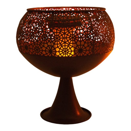 LED decorative solar light with a base of 25 cm high, with flame effect, for outside, made of rust-colored metal and plastic, with a firmly built-in LED