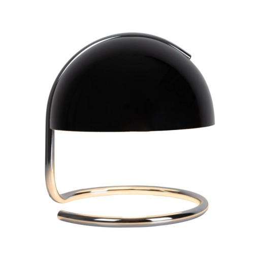 Table lamp "Burano" black, approx. 25 cm high, Ø 23.5 cm, made of chrome -colored metal and black glass, E27.