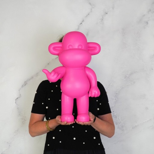 Ornament - Hang Loose Monkey Figurine 'The Legend' - Polyresin - Pink - 33x21x50cm