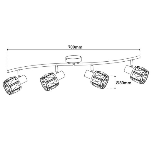 4-LED spot "Josefa" with E14 version Filament, metal ceiling lamp and glass in stainless steel look, with E14 version Filament Lamps Included, lamp for living room, dining room, hallway or hallway 70 x 8 cm
