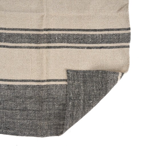 The Linen Smudge Keukenhanddoek - Naturel Zwart - 50x70