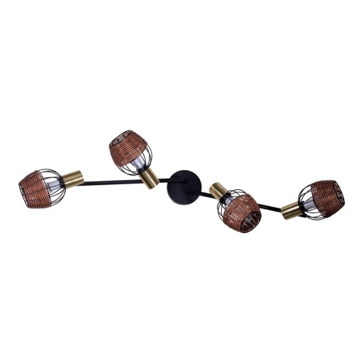 4 ceiling lamp "Corbis", metal spot in black, and gold, with E14 socket, for dining room, living room, hallway or office, ceiling lamp inside, 78 cm long