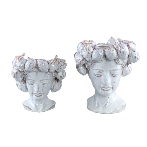 Alani White Glazed Ceramic Statue Of Women Head B