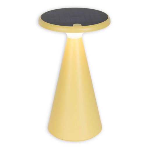 Solar battery table lamp "Palu" for outside and inside, made of plastic in yellow, 20 cm high