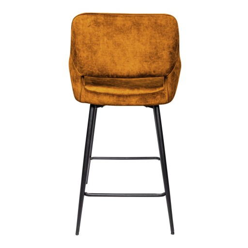 Fal LOW Velvet Rust Bar Stool Black Metal Leg