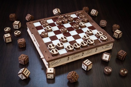 DIY Eco Wood Art, Game Set, Chess and Checkers Set, 0587, 25x28.5x4.2 cm
