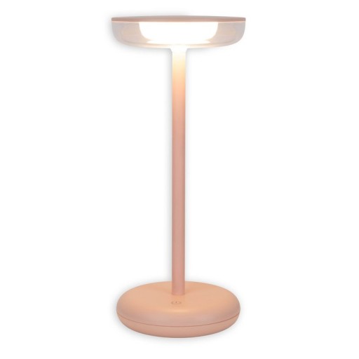 Cordless tablet light "Pasi" for outside and inside, made of metal and plastic in pink, dimmable, with touch and memory function, approx. 26 cm high