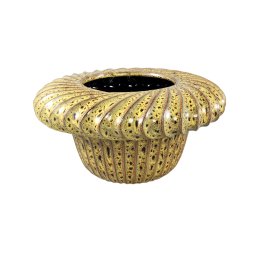 Sindi Yellow Ceramic Pot Round Shaped Lines Low L