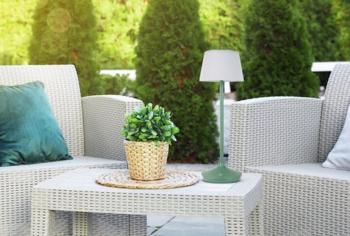 LED Leuchte "EMMI" für Außen und Innen, Tischlampe aus Metall und Kunststoff, mit fest verbauten LEDs, LED Tischlampe für Balkon, Terrasse, Garten, Wohnzimmer, Wintergarten, ca. 38 cm hoch