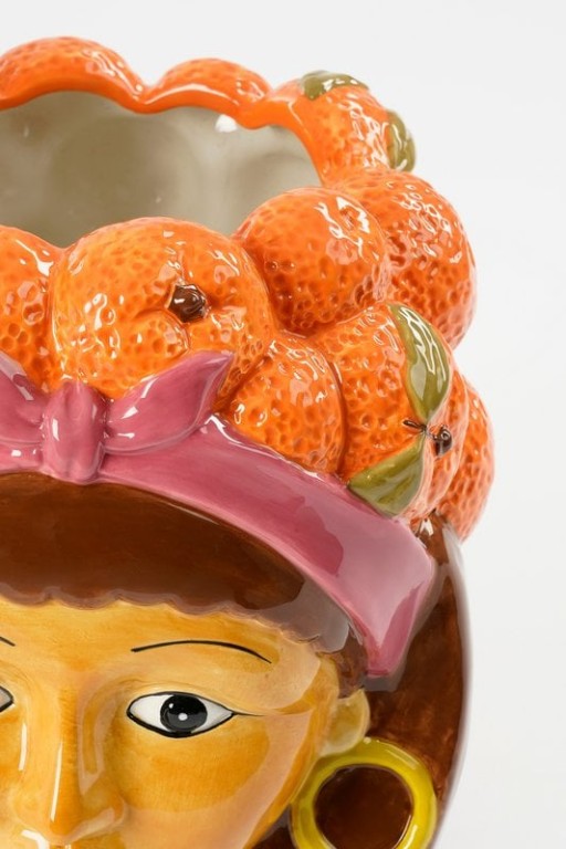 Funny Flowerpot Inside - L20 x B20 x H22 cm - Dolomite - Orange